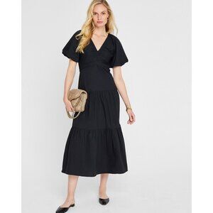 Club Monoco Women's Tiered V-Neck Maxi Dress Navy Size 8 NWT